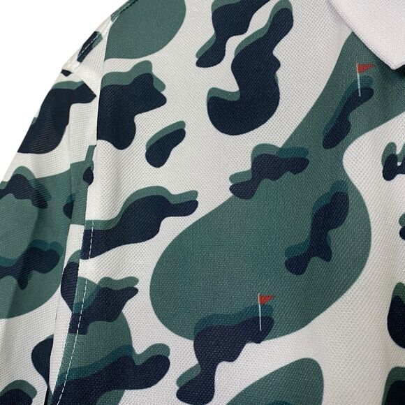 AG Adriano Goldschmied Polo Shirt Mens M Golf Course Camo Graphic Preppy NEW - Picture 6 of 9